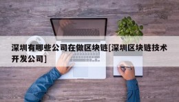 深圳有哪些公司在做区块链[深圳区块链技术开发公司]